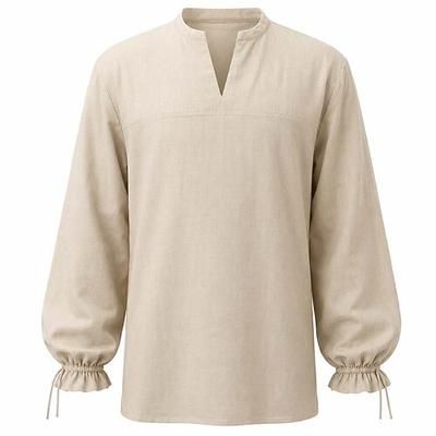 Medievale Rinascimento Camicia Lunghe Pirata Vichingo Abbinare con cotone e lino Costume Per uomo Vichingo Costumi da pirata Halloween Carnevale Performance LARP Fiera Rinascimentale Adulti Camicia