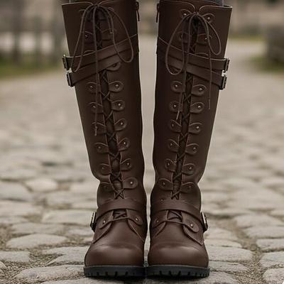 Medievale Rinascimento Steampunk A stivale Cavaliere Celtico Costume Per donna Halloween Carnevale Performance LARP Fiera Rinascimentale Adulti Scarpe