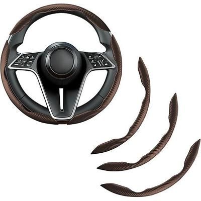 Coprivolante universale in silicone e fibra di carbonio antiscivolo, con sistema di aggancio a clip, protezione segmentata per volante, impugnatura adatta a tutte le stagioni per la maggior parte