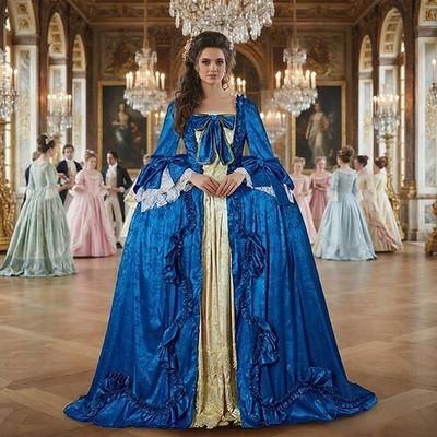 Vintage Rococò Vittoriano Maxi Abito da Ballo Taglie Forti Normale A sbuffo Principessa Collo quadrato Costume Per donna Reale Halloween Carnevale Mascherata Feste Halloween Performance Adulti Vestito