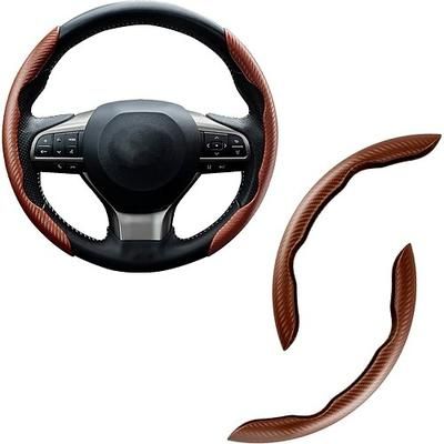 Coprivolante universale in silicone e fibra di carbonio antiscivolo, con sistema di aggancio a clip, protezione segmentata per volante, impugnatura adatta a tutte le stagioni per la maggior parte