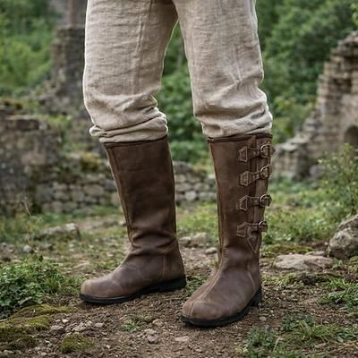Retrò Vintage Medievale Rinascimento A stivale Guerriero Cavaliere Ranger Fibbia Costume Per uomo Halloween Carnevale Evento / Festa Mascherata LARP Adulti Scarpe
