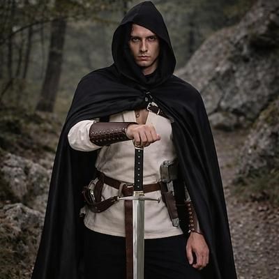Medievale Rinascimento Pantaloni Mantello Cintura in Vita Lunghe Arciere Ranger Costume Per uomo Vichingo Mascherata Feste Adulti Camicia Pantaloni Mantello