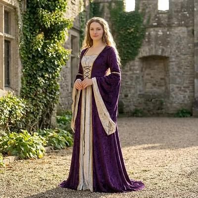 Abito Medievale Rinascimento Lunghezza alla caviglia Vestito Manica del polsino svasato Strega Vichingo Abiti reali Costume Per donna Celtico Reale Halloween Carnevale Performance LARP Fiera