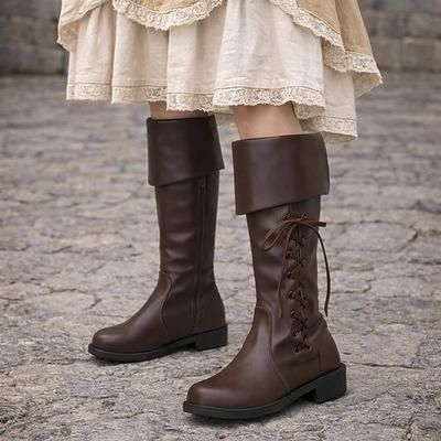 Medievale Rinascimento Scarpe A stivale Pirata Guerriero Vichingo Costume Per donna Vichingo Costumi da pirata Halloween Carnevale Performance LARP Fiera Rinascimentale Adulti Scarpe