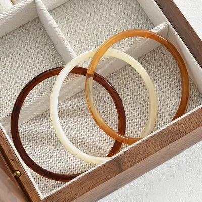 3 Pcs Fasion Resin Bangle Set For Women Chunky Acrylic Bracelet Trendy Stackable Cuff Wristband Boho Party Daily Wear Jewelry