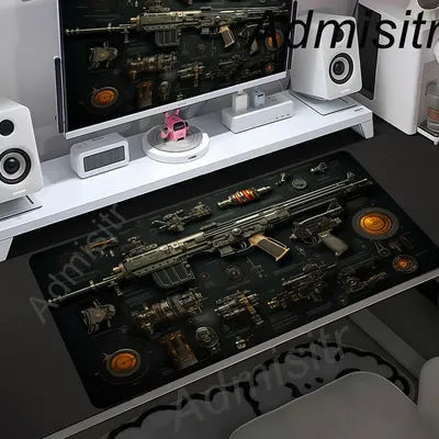 Tapis de Souris XXL pour Gamer, Accessoire d'Arme à Feu, Tapis de Bureau Antidérapant en Caoutchouc avec Bords Cousus, Grand Tapis de Jeu pour Ordinateur