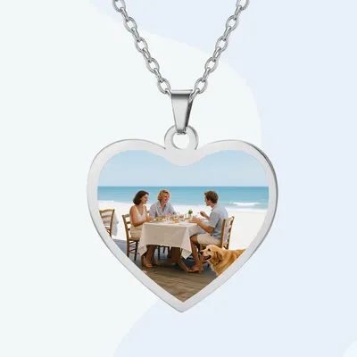 My Shape 2 Side Custom Picture Necklaces Love Heart Personalized Necklace with Photo Text Dog Tag Pendant Dad Mom Family Jewelry