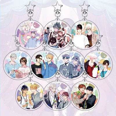 Comic Marginal Acrylic Keychain, BL Anime Charm, Yaoi Manga Couple Keyring, Boy's Love Illustration Bag Pendant, Accessory, New