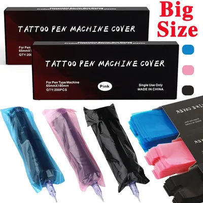 200/100/50pcs Big Size Tattoo Pen Machine Covers 65x180mm Sleeve Protectors for Tattoo Cartridge Machine Bags Tattoo Accessories
