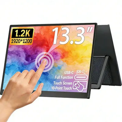 13.3-Inch Touch Portable Monitor 1200P 100%sRGB Low Blue Light Touch Screen Monitor For XBox PS4 / 5 Switch Cell Phone PC Loptop