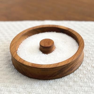 'Artisan-Made Natural Grain-Patterned Teak Wood Glass Rimmer'