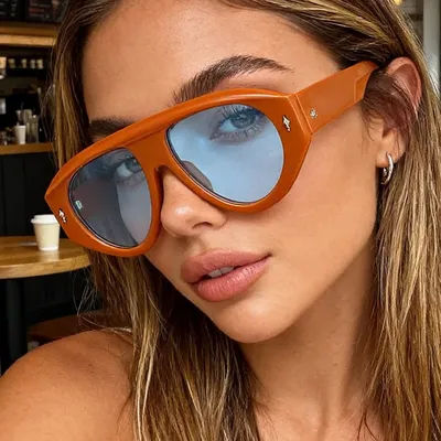 Lunettes de soleil oversize couleur bonbon pour femme, nouvelle mode, avec rivets, dégradé noir-bleu, pour homme, style hip-hop, pour l'extérieur