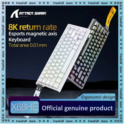 Attack Shark X68HE Magnetic Switch Gaming Keyboard, Wired, 0.125ms, 128K Rate, 0.01mm Adjustable Stroke