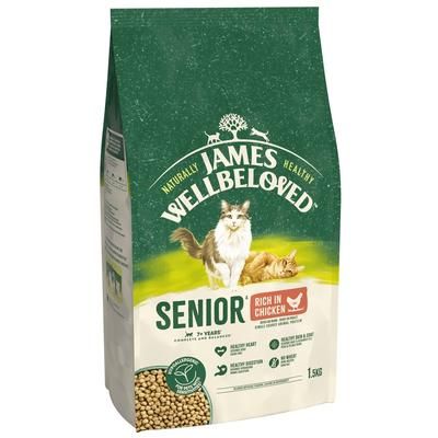 3x1.5kg Chicken 7+ Senior Hypoallergenic James Wellbeloved Dry Cat Food