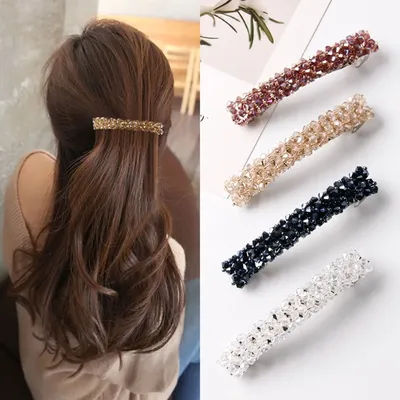 1/4pcs Fashion Crystal Spring Hair Clips Pins Handmade Beads Hair Barrettes For Women Girl Fashion Simple Hair Accessories