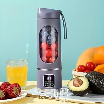 Frullatore portatile, frullatore per smoothie di dimensioni personali con display digitale Cinghia, mini spremiagrumi ricaricabile tramite USB per palestra, viaggi e ufficio, piccolo frullatore con 6