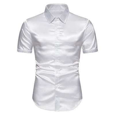 Retrò Vintage Disco Anni '80 Camicia Maniche corte Disco Metallico Lucido Tinta unica Costume Per uomo Carnevale Feste Bar Discoteca Adulti Camicia Primavera Estate