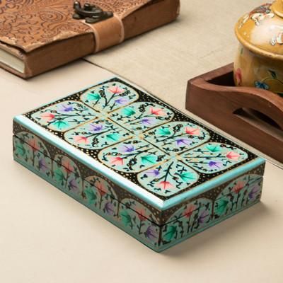 'Arches with Flowers-Themed Wood Papier Mache Decorative Box'