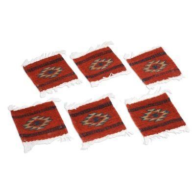 Aztec Sun,'Zapotec coasters (Set of 6)'