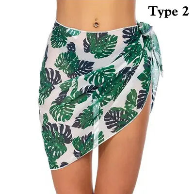 Sarong en mousseline taille haute pour femme, jupe cache-maillot transparente, écharpe de plage douce et courte pour l'été