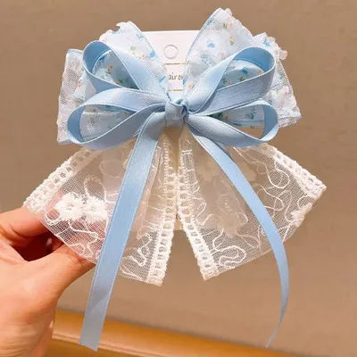 Women's Hair Clips Floral Bow Cute Kawaii Sweet Girl's Barrettes Ribbon Lace Fashionable Trendy Hair Accessories Children Funny