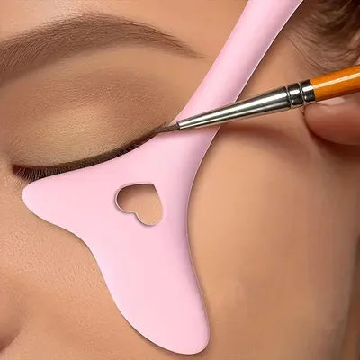 1 Piece of 4-in-1 Silicone Makeup Template, Reusable Silicone Eyebrow Template Eyeliner, Silicone Wing-Shaped Eyebrow Pencil, Suitable for Eyebrow, Eyelash, Lip Line Modification, Mascara Protection