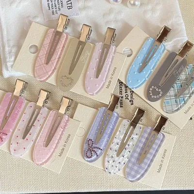3pcs Girls cute print No Bend Seamless Hair Clips women Makeup Washing Face Barrette Side Bangs hairclip dot hairpin Accessories