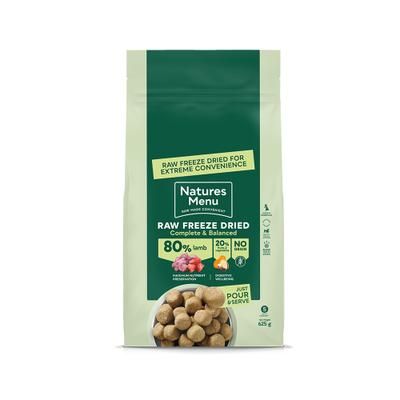 3 x 625g 80% Beef Freeze Dried Nuggets Natures Menu Dry Dog Food