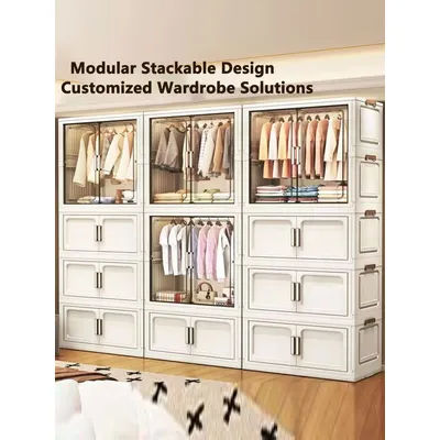 Compact Folding Storage Cabinet with Drawers for Home Organization MultiFunctional Closet Space SaverforKitchen Bathroom Bedroom