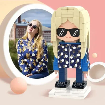 Valentine's Day Gifts Block Portrait Decor Full Body Customizable 1 Person Custom Cute Brick Figures Small Particle Block Toy