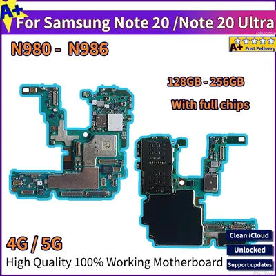 256GB+12GB Plate RAM Logic Board For Samsung Galaxy NOTE 20 N980F N981B/U Note 20 Ultra N986B N986U 5G Motherboard Unlocked A+