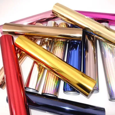 Sell By Rolls 50CM/20Inch Soft Metallic Heat Transfer Vinyl Hologram Laser Elastic PU Chrome Tshirt Iron On HTV Film