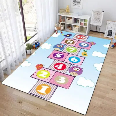 Play Mat Hopscotch Indoor Cartoon Parent-child Game Decoration Carpet Bedroom Bedside Children's Number Game Room Decoration