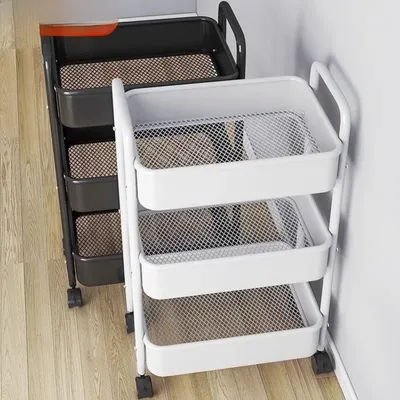 Mobile Multi-layered Storage Rack Kitchen Bathroom Bedroom Living Room Floor-standing Snack Organizer Cart Portable Shelf