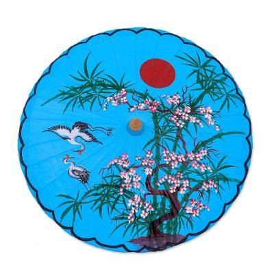 Blue Cherry Blossom,'Artisan Crafted Parasol from Thailand'
