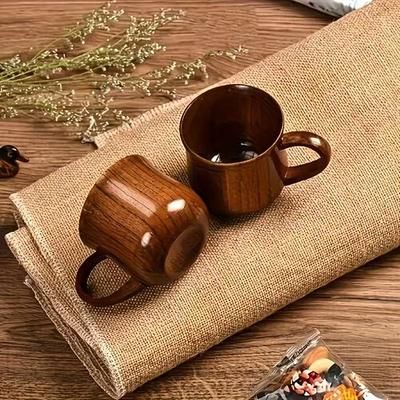 2 tazze da caffè in legno con manici, tazze da tè in legno con manici, tazze da caffè in legno massello resistenti al calore, tazze da latte portatili per la colazione, tazze da acqua, piccole tazze