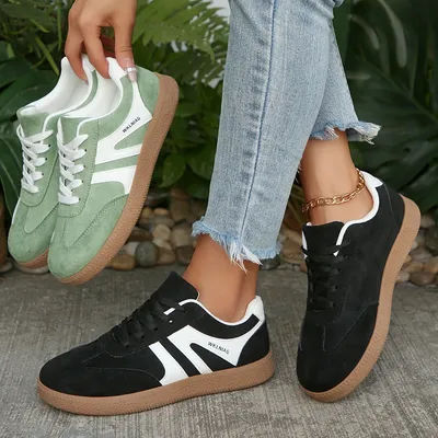 Baskets légères et confortables pour femmes, chaussures de sport à lacets rayées, baskets vertes décontractées et respirantes, grande taille