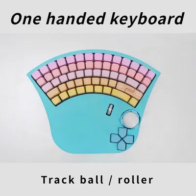 One Handed Mechanical Keyboard with Trackball Roller Photocuring Print Wired Single-mode RGB Left Hand Keyboard Ergonomics