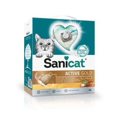2 x 6l Active Gold Clumping Cat Litter Sanicat