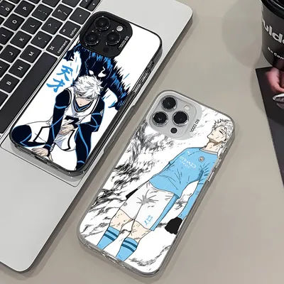 B-BLUE LOCKS s-seishiro Nagi coque de téléphone pour IPhone 16 15 14 13 12 11 Mini Pro MAX gris argent goutte mat antichoc couverture arrière