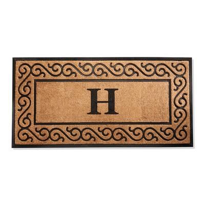 Hanna Scroll Border Monogrammed Door Mat - 30" x 48", No Monogram Letter - Frontgate