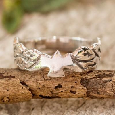 'Inspirational High-Polished Sterling Silver Dove Band Ring'