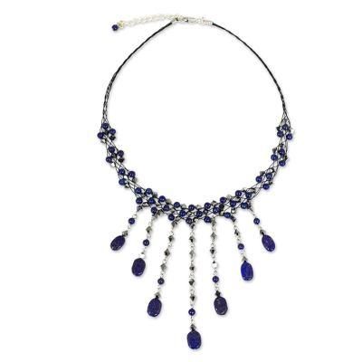 Rain Shower,'Hand Made Lapis Lazuli Waterfall Necklace'