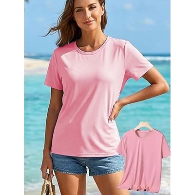Per donna Maglietta Semplice Vintage Elegante Essenziale Manica Corta Girocollo Top Regolari Casuale Quotidiano Bianco Rosa Viola Verde Estate Primavera