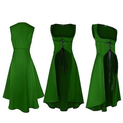 Retrò Vintage Medievale Rinascimento Lunghezza alla caviglia Vestito Corpetto Senza maniche Contadina Allacciato Costume Per donna Fantasia Halloween Carnevale Fiera Rinascimentale LARP Adulti Vestito