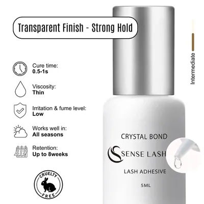 SENSE LASHES Professional Clear Eyelash Extension Adhesive Lash Glue 0.5 - 1s Fast Drying For Qualified Lash Technicians Only