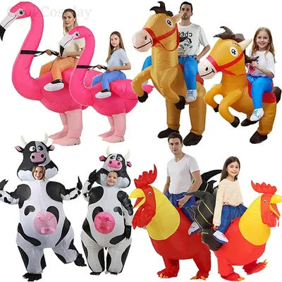 Adult Inflatable Costumes Halloween Carnival Party Animal Role-playing Outfits Satge Performance Wear Funny Flamingo Pony Suits