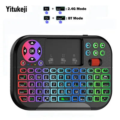 Mini BT Wireless Keyboard QWERTY With Touchpad 2.4GHz USB Backlit Mouse Remote Control For Windows Android TV Box Smart TV