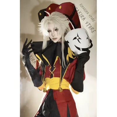 The Freak Circus Pierrot Costume Game Role-playing Clothes Hallowmas Cosplay Anime Expo Stage & Dance Wear Apparel Fitting